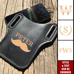 Personalized Men Leather Loop Pack Bag Pouch Case Cellphone Belt Waist Bag