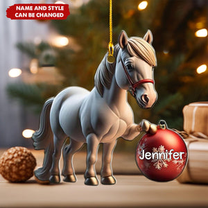 Cute Horses – Personalized Christmas Horse Shaped Ornament