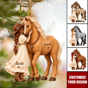Personalized Horse Christmas Ornament - With The Girl's And Horse's Names