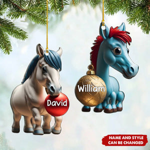 Cute Horses – Personalized Christmas Horse Shaped Ornament