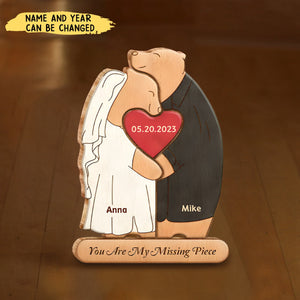 Custom Bear Couple Wooden Puzzle - Gift Idea For Couple/ Him/ Her/ Valentine's Day - You Are My Missing Piece