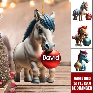 Cute Horses – Personalized Christmas Horse Shaped Ornament