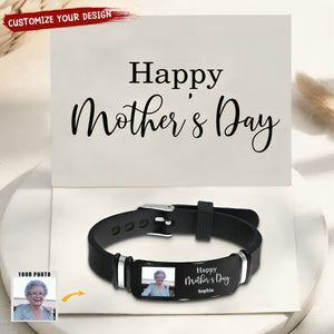 Custom Photo Best Mom Dad Ever - Gift For Family, Siblings, Friends - Personalized Engraved Bracelet