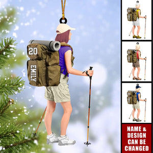 Personalized Hiking Girl Ornament - Gift For Hiking Lovers, Climbing Gifts