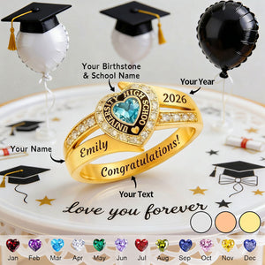 Every end is a new beginning - Personalized Birthstone Ring, Gift for Graduation