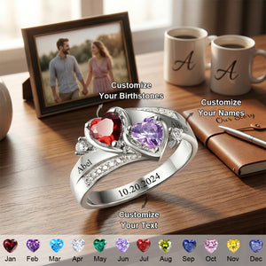 Personalized Couple's Duo Birthstone Ring