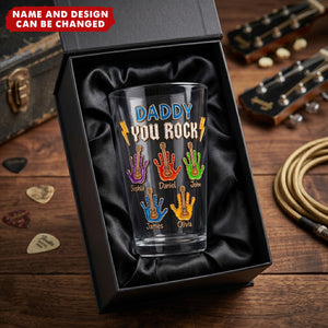 Daddy You Rock - Personalized Beer Glass, Gift For Dad