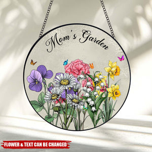 Grandma's Garden - Personalized Family Birth Flowers Glass Window Hanging Suncatcher
