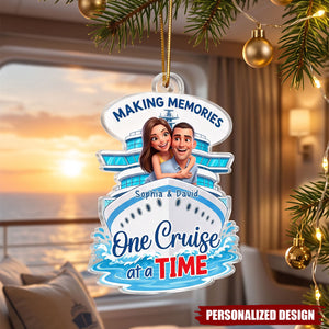 Custom Couple Photo One Cruise At A Time - Personalized Acrylic Ornament