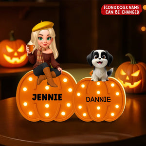 Fall Season Dog Mom Marquee Pattern Texture Pumpkins Personalized LED Light Box