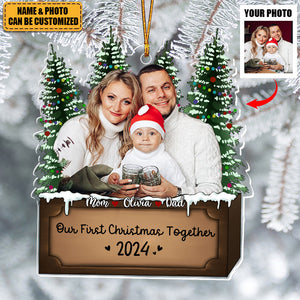 In 2024 We became a Family of Three - Custom Photo Acrylic Ornament