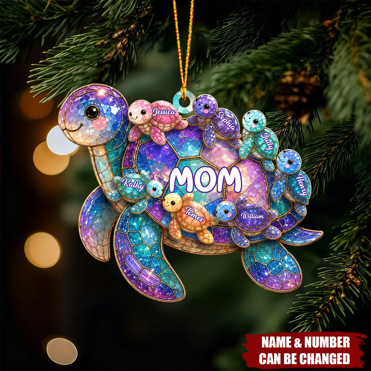 Happy Together Forever Mama Turtle Family - Personalized Acrylic Ornament
