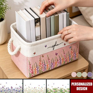 Custom Name Birth Flower Unique Present for Women - Personalized Storage Basket