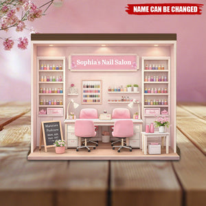 Custom Nail Salon Wooden Plaque, Personalized Miniature Display Decor