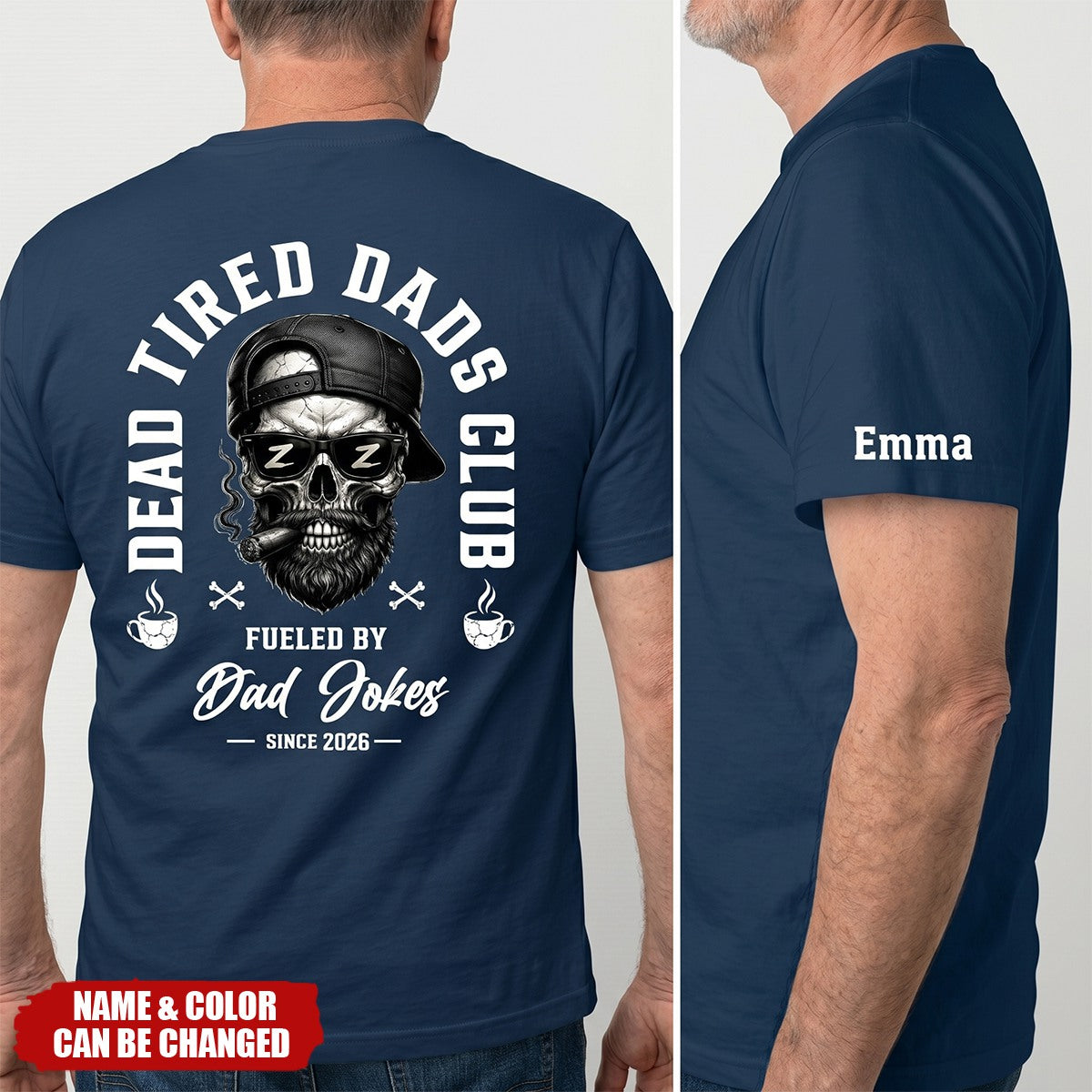 Dead Tired Dads Club Custom Kids' Names On Sleeves Shirt