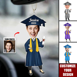 Custom Photo You Belived You Could So You Did - Personalized Acrylic Car Ornament, Graduation Gift For Family Members