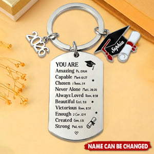 Never Alone, Always Loved - Personalized Graduation Keychain