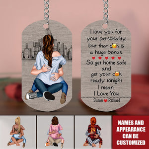 Get Home Safe - Personalized Stainless Steel Keychain, Valentine's Day Gift Idea For Couple
