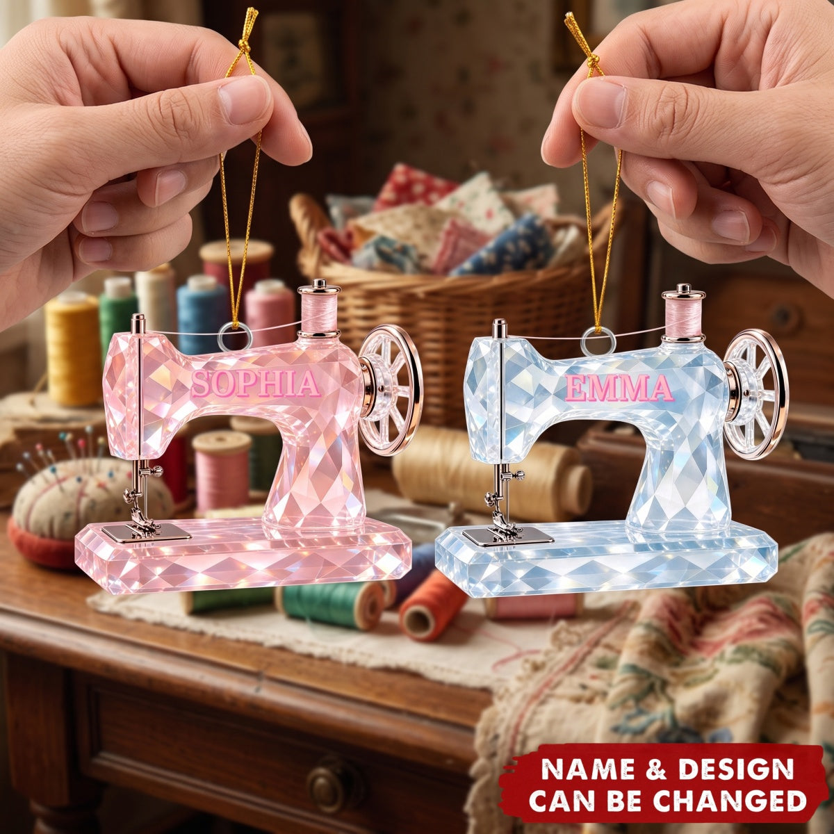 Crystal-Style Sewing Machine – Personalized Acrylic Custom Shape Ornament