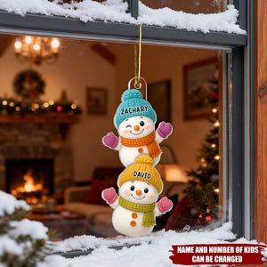 Stacked Snowmen - Personalized Acrylic Custom Shape Ornament