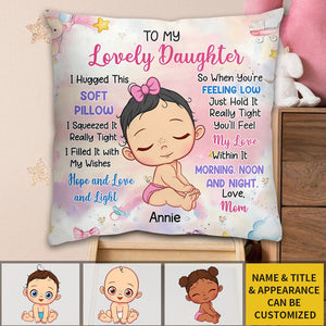 Hugged This Soft Pillow - Personalized Pillow, Gift For Baby Granddaugthter Grandson Daughter Son