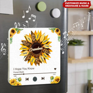 Nana Mom Sunflower Personalized Music Fridge Magnet