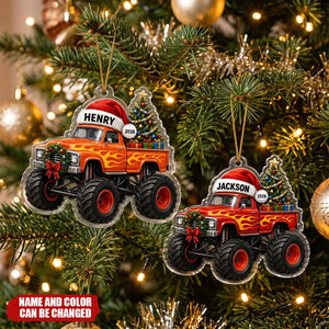 Personalized Monster Truck Christmas Ornament, Custom Name Acrylic Truck Ornament, Boys First Christmas Gift, 2026 Holiday Keepsake