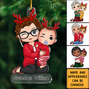 Christmas Grandma & Grandkid Personalized Acrylic Ornament