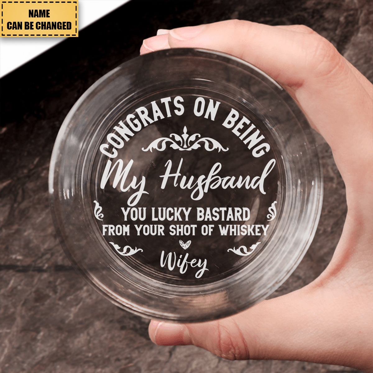 Congrats On Being My Husband - Personalized Engraved Whiskey Glass