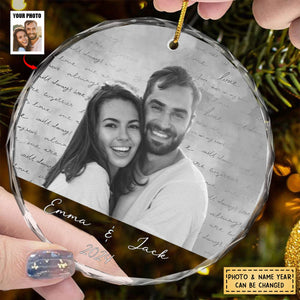 Custom Photo Anniversary Couples - Personalized Circle Glass Ornament