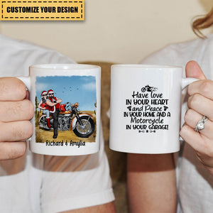 Personalized Mug, You Make My Heart Go Braaaaap - Motorcycle Couple Front View, Gift For Motorcycle Lovers