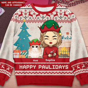 Happy Great Pawlidays - Dog & Cat Personalized Custom Ugly Sweatshirt - Christmas Gift For Pet Owners, Pet Lovers
