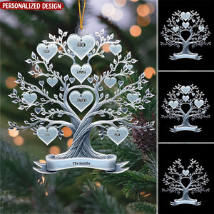 Family Tree Name - Gift For Parents Grandparents, Christmas Gifts For Families, Gifts From Children Grandchildren Personalized Acrylic Ornament