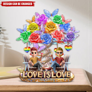 Love Is Love - Personalized LGBT Support Custom Shaped Acrylic Plaque