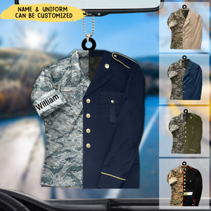 Military Camouflage and Dress Blues Uniform Personalized Acrylic Ornament For Military Veteran