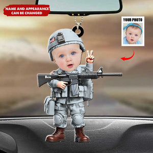 Custom Photo Gifts For Military Kid Car Ornament