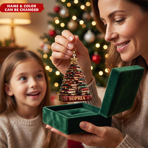 Personalized Ornament For Book Lovers, Stacked-book Christmas Tree
