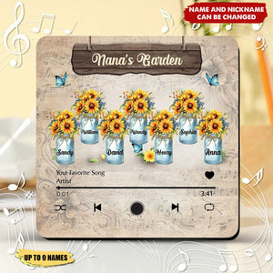Personalized Grandma's Garden Sunflower Music Fridge Magnet