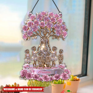 The Love Between Mother And Her Kids - Personalized Window Hanging Suncatcher Ornament