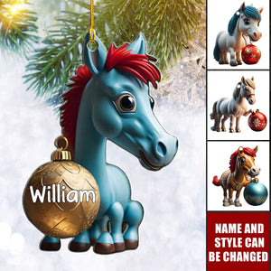 Cute Horses – Personalized Christmas Horse Shaped Ornament