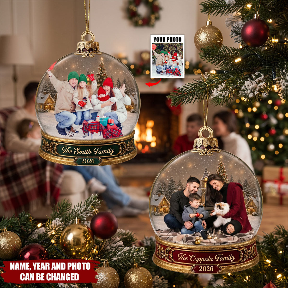 Christmas With My Loved Ones - Custom Photo Acrylic Ornament