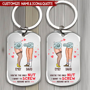 Nut And Screw Couple Personalized Aluminium Keychain - Gift Idea For Couple