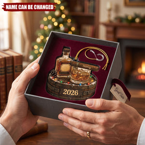 Personalized Whiskey Christmas Ornament, Custom Bourbon Lover Gift