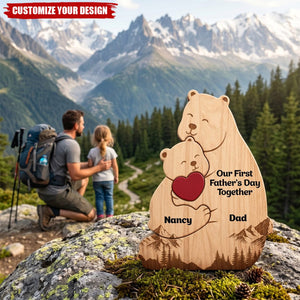 Hugging Mama Papa Bear & Baby Cub - Personalized Custom Shaped Wooden Puzzle