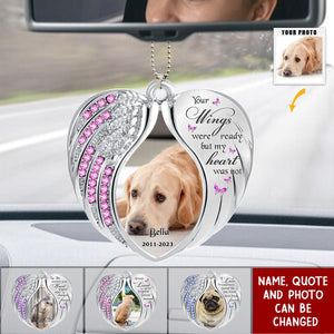 Your Wings Were Ready But My Heart Was Not - Personalized Memorial Heart Acrylic Photo Ornament