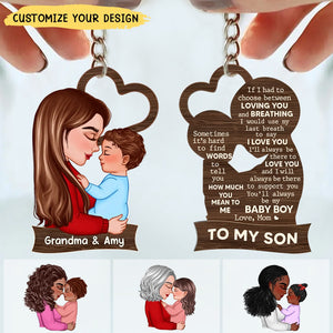 To My Mom Grandma Son Daughter Grandson Granddaughter Personalized Wooden Keychain