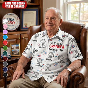 This Daddy Belongs To USA Flag Pattern - Personalized Hawaiian Shirt