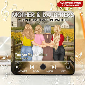 Sunflowers Mother Daughter A Bond That Can't Be Broken - Personalized Music Fridge Magnet