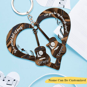 Guitar Couple – Personalized Shaped Acrylic Keychain - Gift For Couples, Guitar Lovers