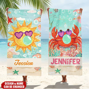 Personalized Raccoon Goose Summer Vibes Quick Dry Beach Towel - Outdoor Beach Party Essential Birthday Gift for Best Friend Mom Sister
